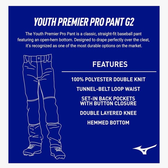 Mizuno Kids White Baseball pants - Picture 5 of 6